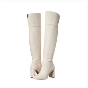 Jessica Simpson Akemi Over the Knee Boots 8 NWT White Chalk Tall OTK Heel Glam